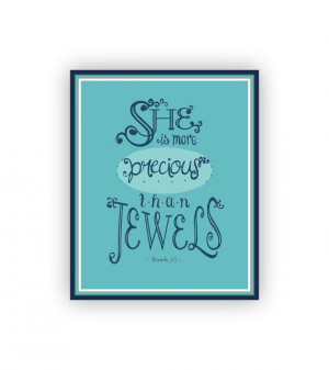 ... than Jewels, Little Girls Room, Christian Scripture Wall Art, 8x10