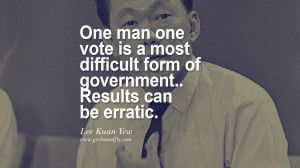 One man one vote is a most difficult form of government… Results can ...