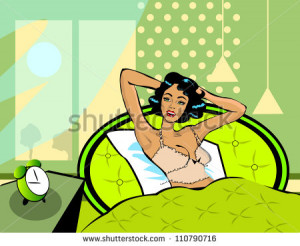 Woman Waking Up In The Morning Wake up illustration a woman