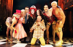 Richard O'Brien, centre front, with his Rocky Horror creations