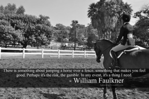 There is something about jumping a horse over a fence, something that ...