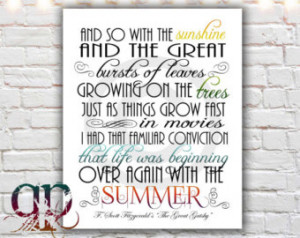 great gatsby quote print, printable art, digital download, great ...