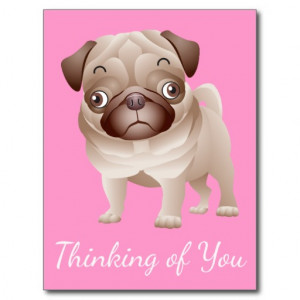 thinking_of_you_pug_puppy_dog_pink_postcard ...