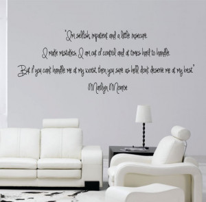 ... insecure Marilyn Monroe Quote Wall Decal Sticker Teen Love Girl Room
