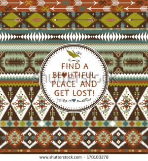 Hipster seamless aztec pattern with geometric elements and quotes ...