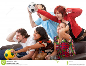 Royalty Free Stock Photography: Friends watching football