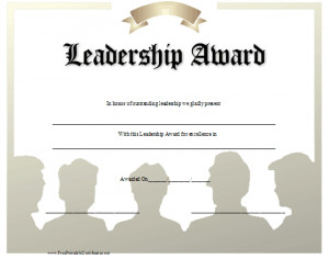 Free Printable Award Certificate Template Leadership