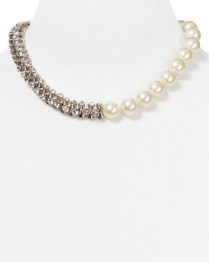 kenneth jay lane pearl crystal split necklace 18 price 150 00 color