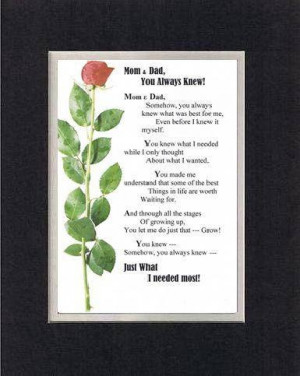 Touching and Heartfelt Poem for Parents - Mom & Dad, You Always Knew ...