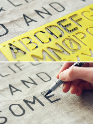 DIY: Stencil Text on Fabric