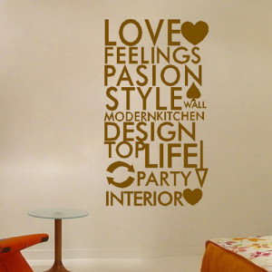 Free Shipping Lettering Love Passion Life Words Quote Bedroom Living ...