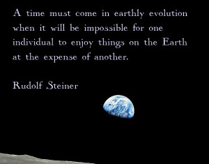 ... of the earth rising from NASA. Quotation from Rudolf Steiner