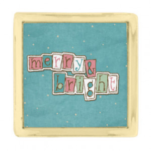 Teal Pink Merry and Bright Christmas Pin