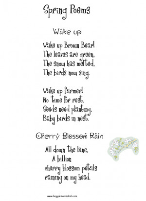 Spring Poems : Here are two poems, Wake Up and Cherry Blossom Rain.