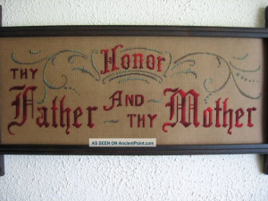 Antique Sampler Style, Kit, Honor Thy Father And Mother Samplers photo