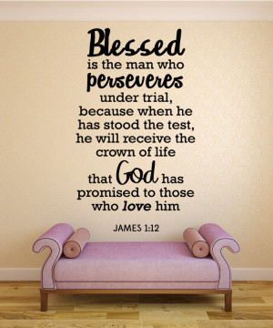 James 1:12 Blessed is the...Christian Wall Decal Quotes