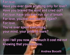 Picture Quotes by Andrea Bocelli Quotes Lover