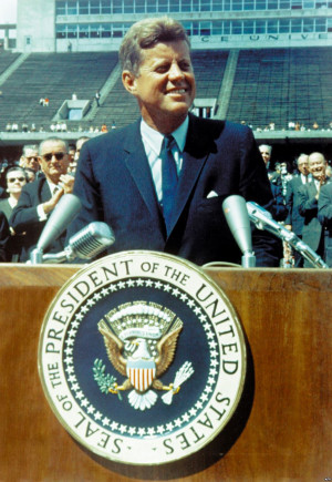 President John F. Kennedy delivers his famous 