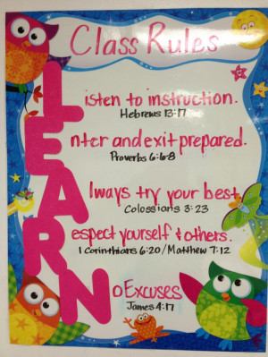 Classroom rules with a Scripture to back it up! An awesome way to show ...