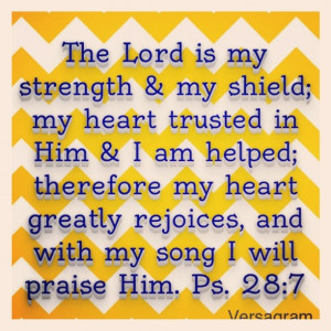 The Lord is my strength & my shield. Psalm 28:7
