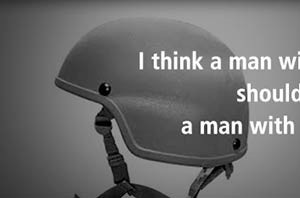 think a man with a helmet defending his country should...