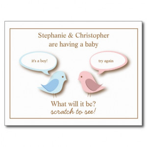 Baby Bird Gender Reveal Scratcher Game Postcard