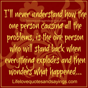 ll never understand how the one person causing all the problems, is ...
