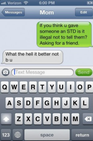 ... text parents asking if it's illegal to knowingly give someone an STD