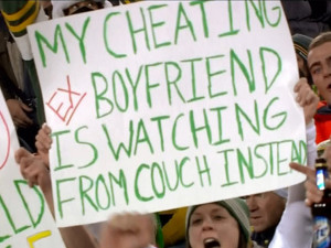 ... Packers Fan Taunts Cheating Ex-Boyfriend With a Sign on National TV