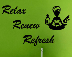 Yoga Wall Decals Wall Quotes Spa Vi nyl Decal Wall Words Relax Renew ...