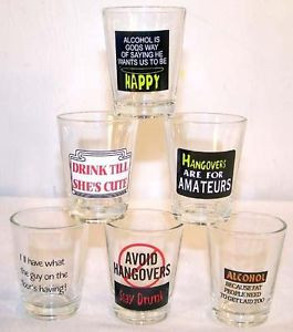 ... SAYING SHOT GLASSES drinking glass BAR ware fun drink cup FUNNY