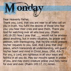 Monday prayers