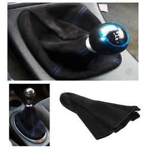 ... Car-Gear-Stick-Shifter-Shift-Knob-Boot-Cover-Blue-Lines-Nubuck-Leather
