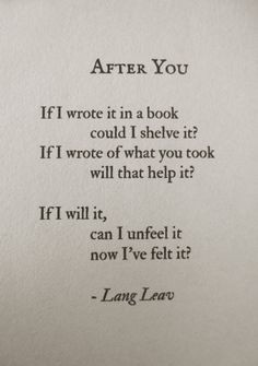 After You #poetry #poem #love #heartbreak More