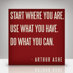 what you have. Do what you can.--Arthur Ashe - this is a great quote ...