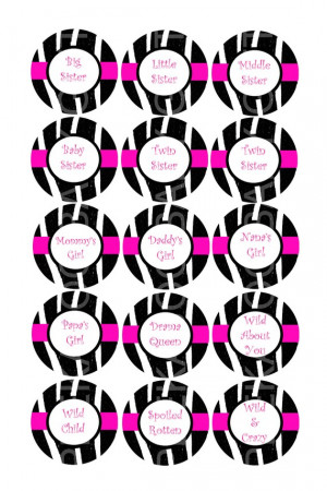 Zebra and Hot Pink Sayings Bottlecap Images - 1 inch round digital ...