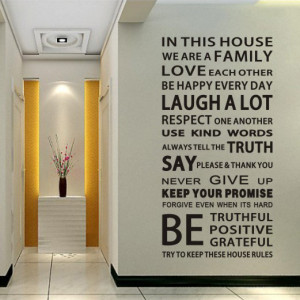 house rules we are family bold font quotes wall decor sticker quotes ...