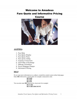 Welcome to Amadeus Fare Quote and Informative Pricing Course by gdf57j