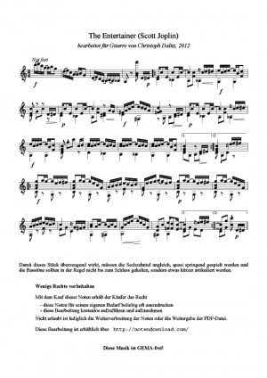 Scott Joplin The Entertainer Noten Download picture