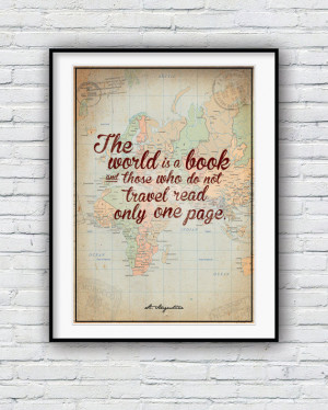 Map poster, St Augustine, quote poster, wall art, inspirational quote ...