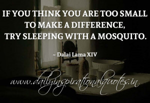 ... , try sleeping with a mosquito. ~ Dalai Lama XIV ( Inspiring Quotes