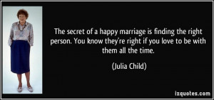 The secret of a happy marriage is finding the right person. You know ...