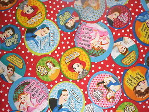 Fabric-Keep-it-Sassy-Cameos-of-50s-Ladies-w-Great-Sayings-on-Red-w ...