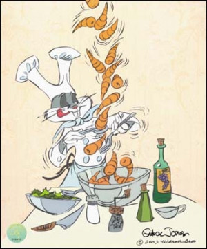 Bugs the chef cooks up a tossed carrot salad in this hand-painted ...