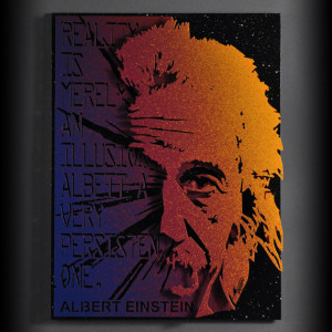 Albert Einstein Quote 3D Metal Pop Art Purple