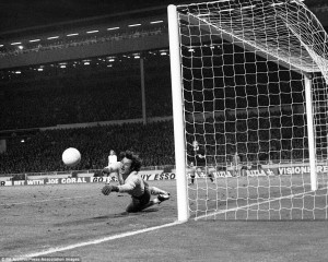 Jan Tomaszewski makes a fine save during the crucial World Cup ...