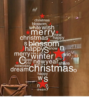 christmas tree door wall glass window sticker decal quotes kids room ...