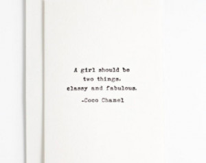 Quote card, Coco Chanel quote, encouragment card hand printed