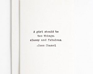 Quote card, Coco Chanel quote, encouragment card hand printed