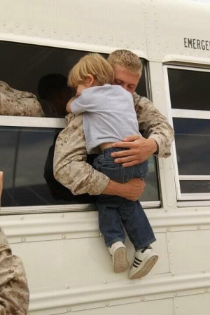 Soldier Having One Last Goodbye With His Son Before Heading Off To War